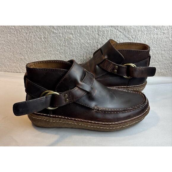 POLO Ralph Lauren Men\'s LEATHER RING BOOTS MOCCASINS Shoes Brown sz 8.5 D main image 4